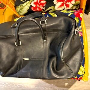 Elegant Black Leather Duffel Bag